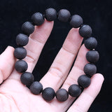 Men's Ebony Wooden Bead Bracelet Buddha Beads Carved Good Luck Stretch