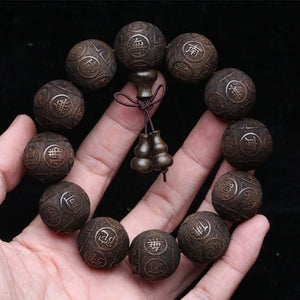 Natural Ebony Bead Bracelet Lucky 20mm Buddhist Meditation Rosary