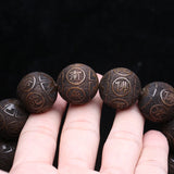 Natural Ebony Bead Bracelet Lucky 20mm Buddhist Meditation Rosary