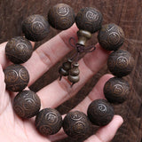 Natural Ebony Bead Bracelet Lucky 20mm Buddhist Meditation Rosary