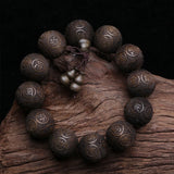 Natural Ebony Bead Bracelet Lucky 20mm Buddhist Meditation Rosary