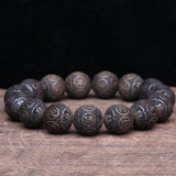 Natural Ebony Bead Bracelet, Fragrant Wood Rosary, Charm, Lucky Beads 15mm