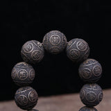 Natural Ebony Bead Bracelet, Fragrant Wood Rosary, Charm, Lucky Beads 15mm