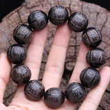Natural Ebony Beaded Tibetan Buddhist Bracelet Men's Amulet