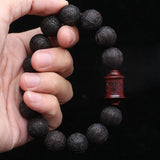 Natural Ebony Bracelet, 15mm Auspicious Cloud Beads
