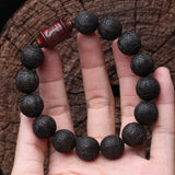 Natural Ebony Bracelet, 15mm Auspicious Cloud Beads