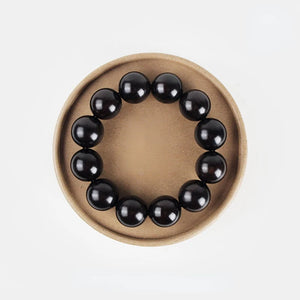 Natural Ebony Buddhist Prayer Beads Bracelet with Purple Sandalwood