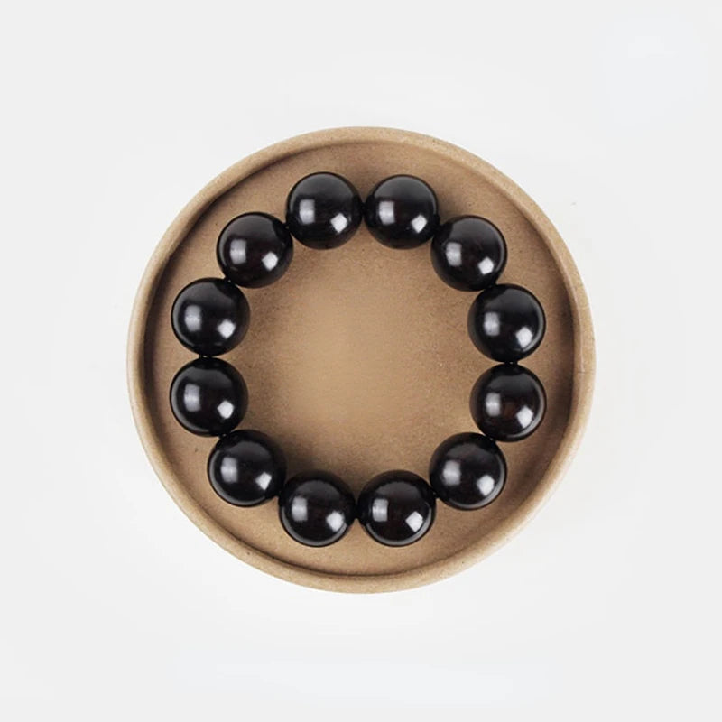 Natural Ebony Buddhist Prayer Beads Bracelet with Purple Sandalwood