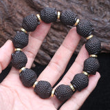Natural Ebony Shakyamuni Buddha Tibetan Bracelet Wood Carving 17mm-18mm