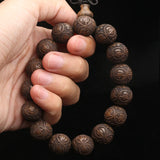 Ebony Wood Bead Bracelet, Yoga Charm, Tibetan Lucky Beads