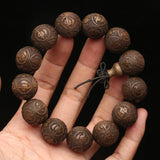 Ebony Wood Bead Bracelet, Yoga Charm, Tibetan Lucky Beads