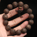 Ebony Wood Bead Bracelet, Yoga Charm, Tibetan Lucky Beads