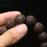 Ebony Wood Bead Bracelet, Yoga Charm, Tibetan Lucky Beads