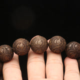Ebony Wood Bead Bracelet, Yoga Charm, Tibetan Lucky Beads