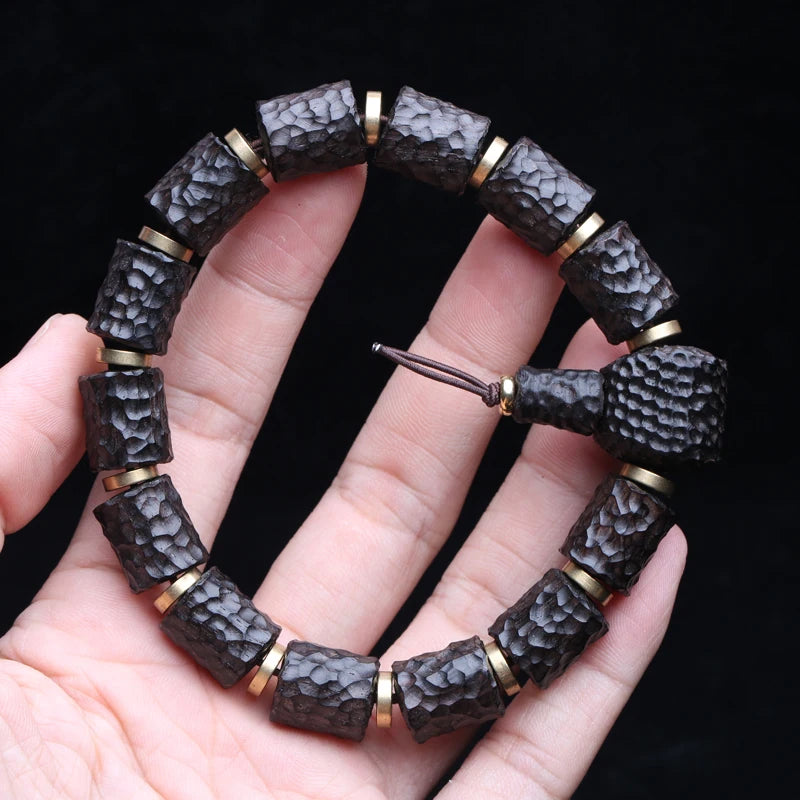 Men's Natural Ebony Wood Bead Bracelet Charm Jewelry Gift