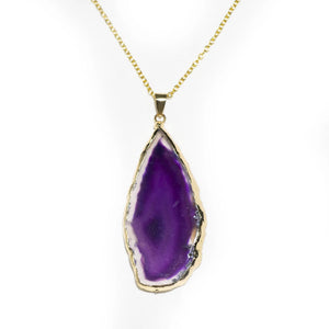 Colorful Agate Necklace Natural Electroplating Jewelry