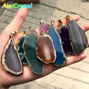 Colorful Agate Necklace Natural Electroplating Jewelry