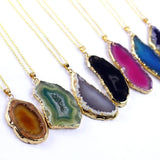 Colorful Agate Necklace Natural Electroplating Jewelry