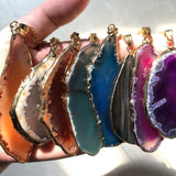 Colorful Agate Necklace Natural Electroplating Jewelry