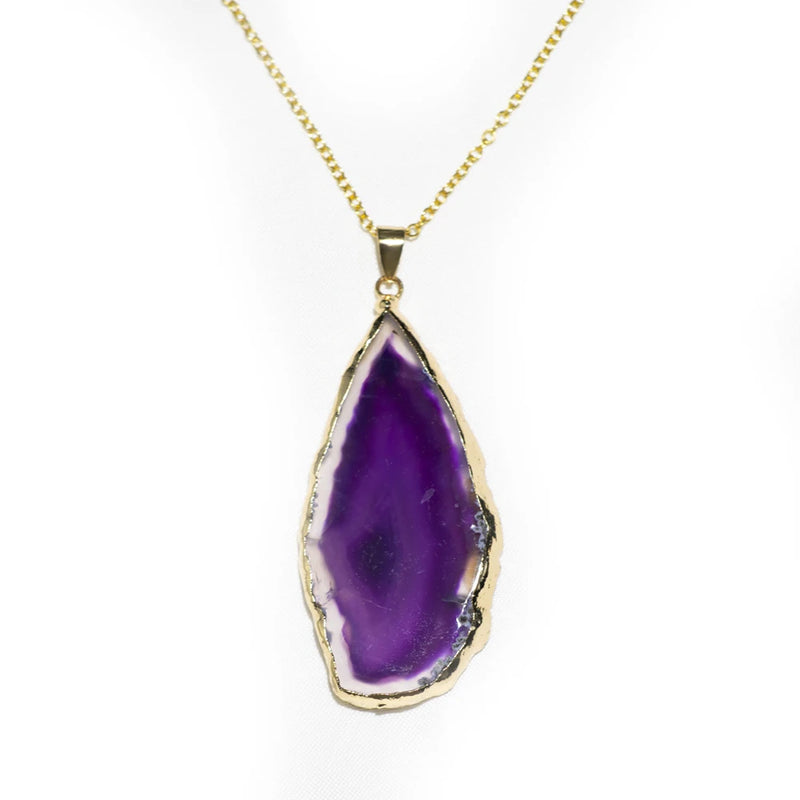 Colorful Agate Necklace Natural Electroplating Jewelry