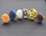 Natural Electroplating Crystal Druzy Finger Ring Charm Golden Rings