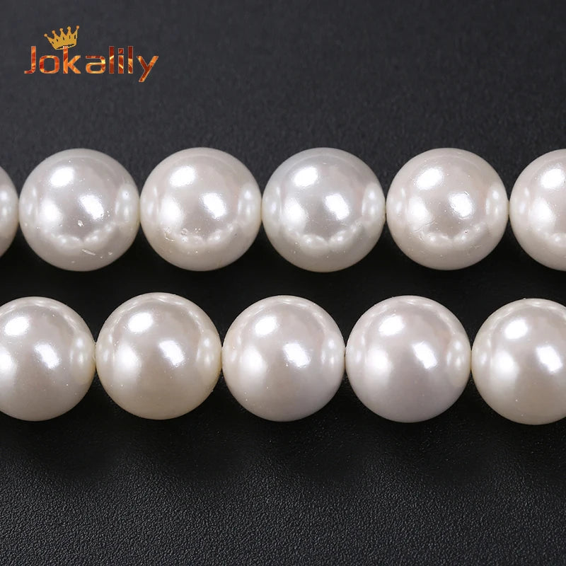 Shell Pearl Power Round Spacer Beads 6-12mm for Jewelry Making