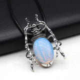 Elliptical Stone Shell Beetle Pendant Inlaid With Agate And Shell