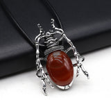 Elliptical Stone Shell Beetle Pendant Inlaid With Agate And Shell