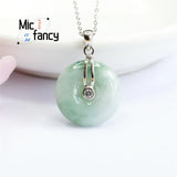 S925 Silver Jade Floating Flower Safety Buckle Pendant Necklace
