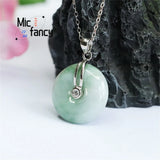 S925 Silver Jade Floating Flower Safety Buckle Pendant Necklace