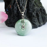 S925 Silver Jade Floating Flower Safety Buckle Pendant Necklace