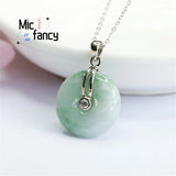 S925 Silver Jade Floating Flower Safety Buckle Pendant Necklace