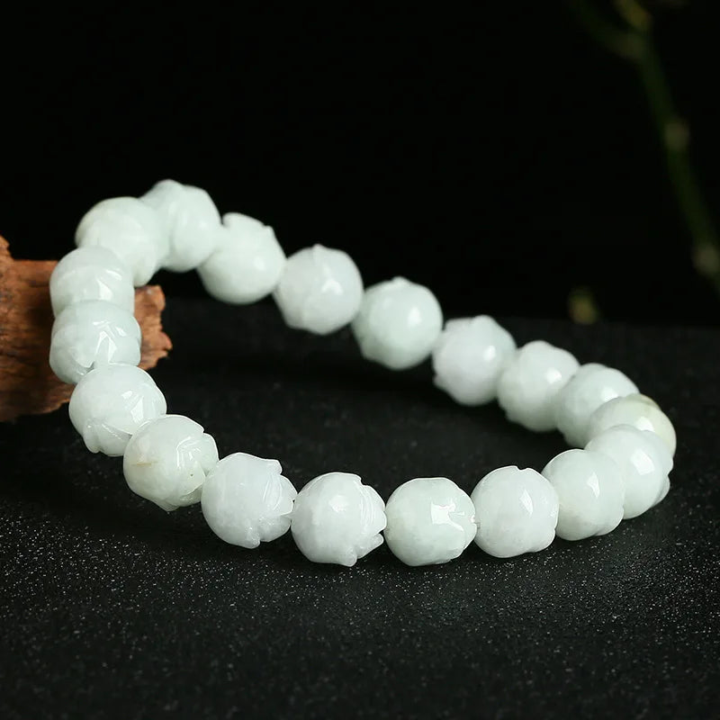 Natural Emerald 10MM Orchid Beads Elastic Bracelet Jade Round Necklace