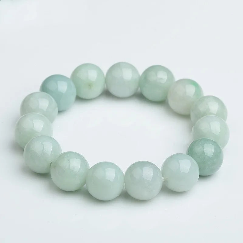 Natural Emerald 10mm Luck Beads Elastic Bracelet Jewelry Accessories