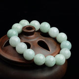 Natural Emerald 10mm Luck Beads Elastic Bracelet Jewelry Accessories