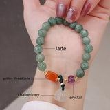 Natural Emerald Agate Chalcedony Bracelet Gourd Pendant High Jewelry