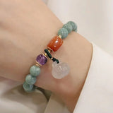 Natural Emerald Agate Chalcedony Bracelet Gourd Pendant High Jewelry