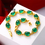 Emerald Chalcedony 24K Plated Bracelet Charms Jade Jewelry Women
