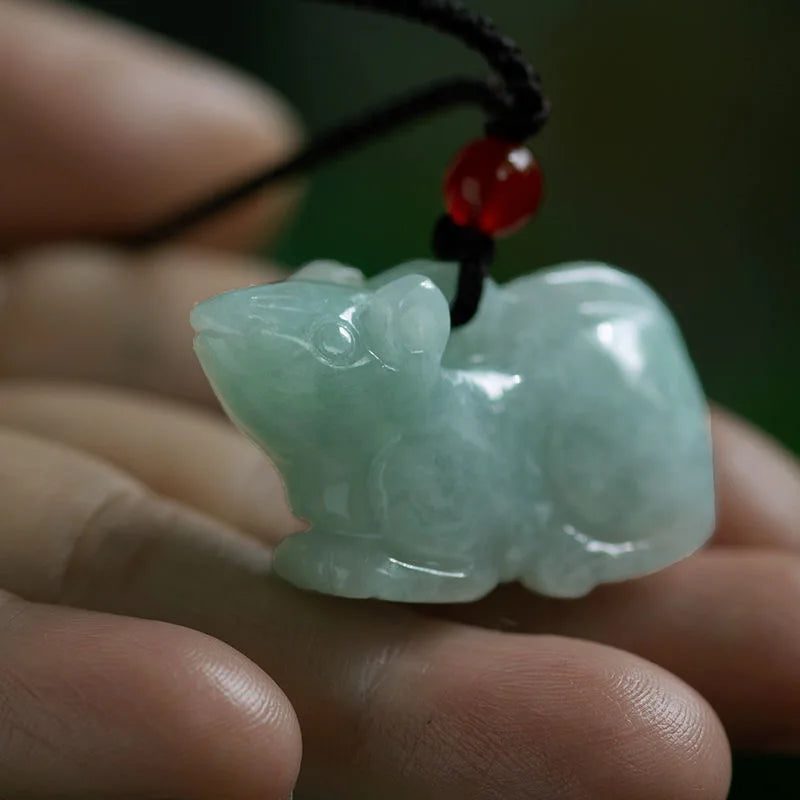 Natural Emerald Chinese Zodiac Pendant Necklace Jewellery