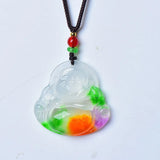 Natural Emerald Maitreya Buddha Pendant Necklace Charm