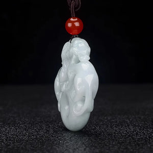 Emerald Double-sided Carving Pixiu Safety Buckle Jade Pendant Necklace