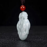 Emerald Double-sided Carving Pixiu Safety Buckle Jade Pendant Necklace