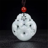 Emerald Double-sided Carving Pixiu Safety Buckle Jade Pendant Necklace