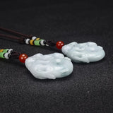 Emerald Double-sided Carving Pixiu Safety Buckle Jade Pendant Necklace