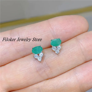 Emerald Earrings 925 Silver Fine Jewelry Women Lady Party Wedding