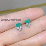 Emerald Earrings 925 Silver Fine Jewelry Women Lady Party Wedding