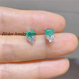 Emerald Earrings 925 Silver Fine Jewelry Women Lady Party Wedding