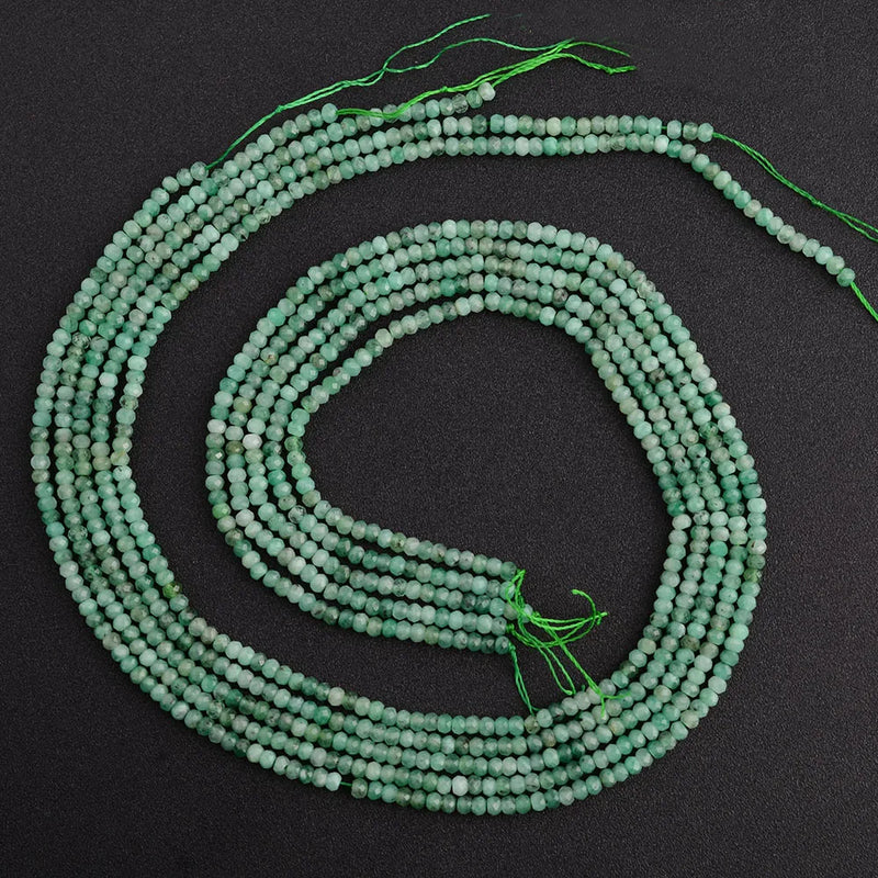 Natural Emerald Faceted Rondelle Beads 2x3mm