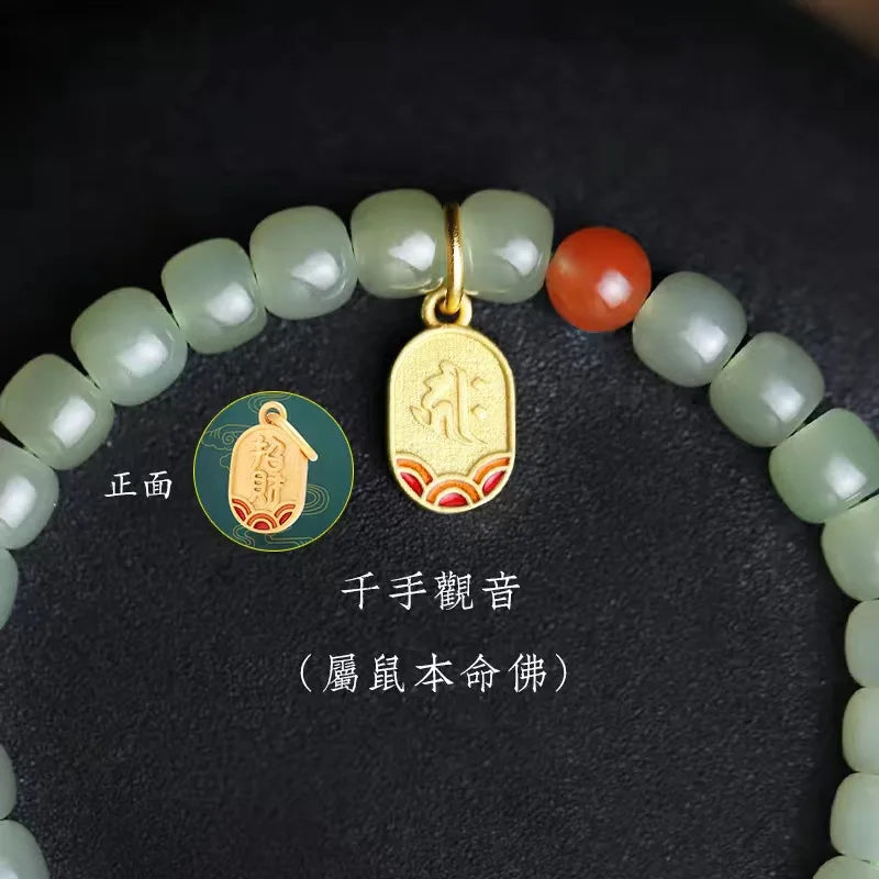 Natural Emerald Zodiac Charm Bracelet for Women Men