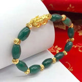 Emerald Green Pixiu Bracelet Men Women Oval Bead